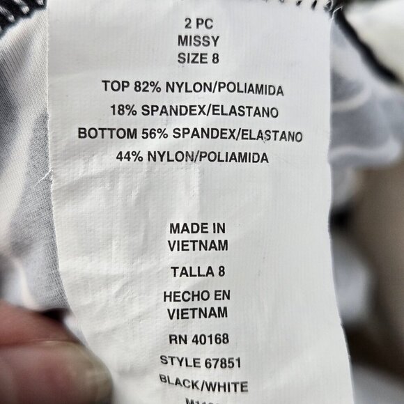 Slimshaper Size 8 Black White Print Tankini Top Ruffle at Neck and Hem - Picture 10 of 11